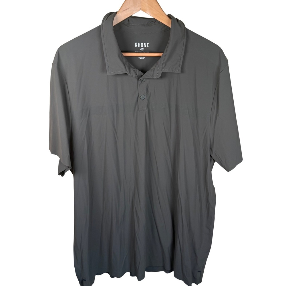 Rhone Delta Pique Polo Mens XXL Olive Green Tech Performance Golf Shirt Commuter